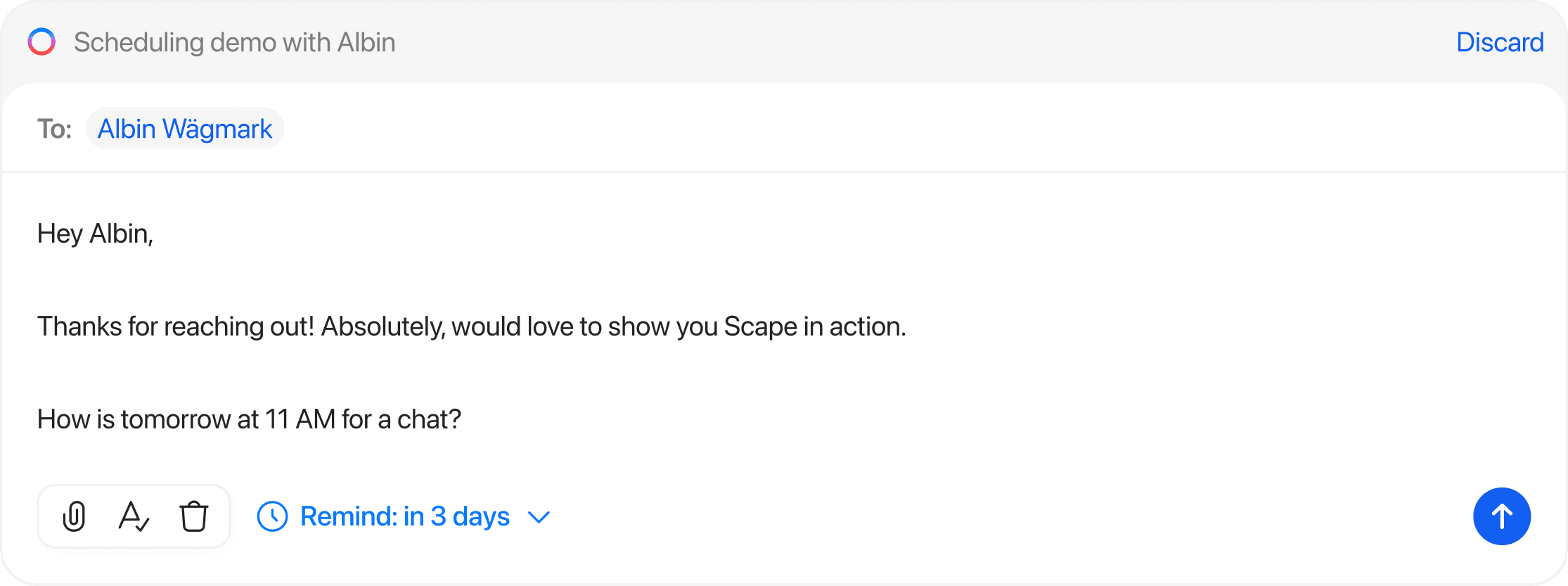 Scape one-click reply interface
